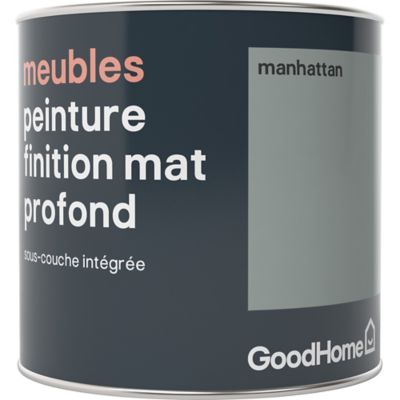 Peinture de rénovation meubles GoodHome gris Manhattan mat profond 0,5L