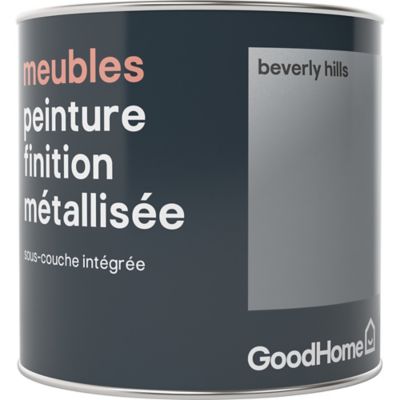 Peinture de rénovation meubles GoodHome argent Beverly Hills métallisé 0,5L