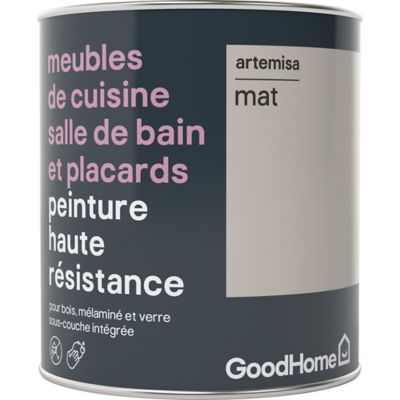 Peinture haute résistance meubles de cuisine salle de bain et placards GoodHome beige Artemisa mat 0