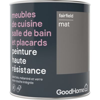 Peinture haute résistance meubles de cuisine salle de bain et placards GoodHome gris Fairfield mat 0