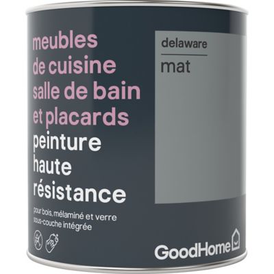 Peinture haute résistance meubles de cuisine salle de bain et placards GoodHome gris Delaware mat 0,