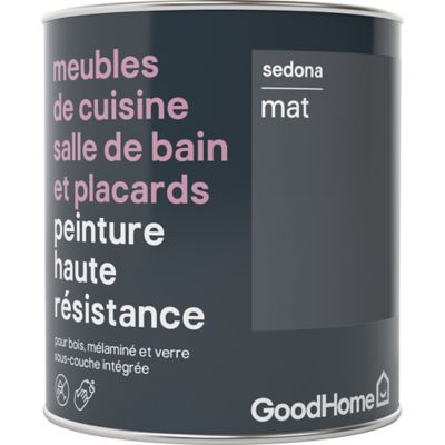 Peinture haute résistance meubles de cuisine salle de bain et placards GoodHome gris Sedona mat 0,75