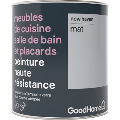 Peinture haute résistance meubles de cuisine salle de bain et placards GoodHome gris New Haven mat 0
