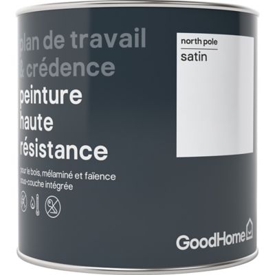 Peinture Haute Resistance Plan De Travail Et Credence Goodhome Blanc North Pole Satin 0 75l Castorama