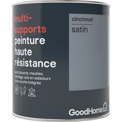 Peinture haute résistance multi-supports GoodHome gris Cincinnati satin 0,75L