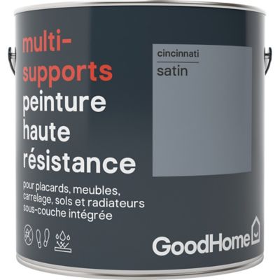 Peinture haute résistance multi-supports GoodHome gris Cincinnati satin 2L