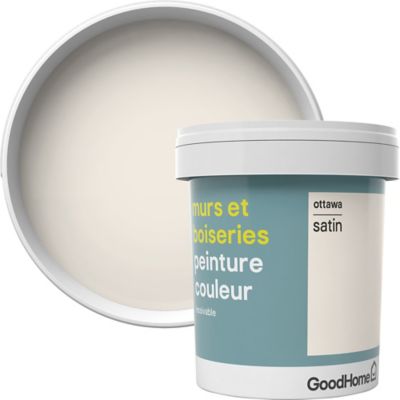 Peinture murs et boiseries GoodHome blanc Ottawa satin 0,75L