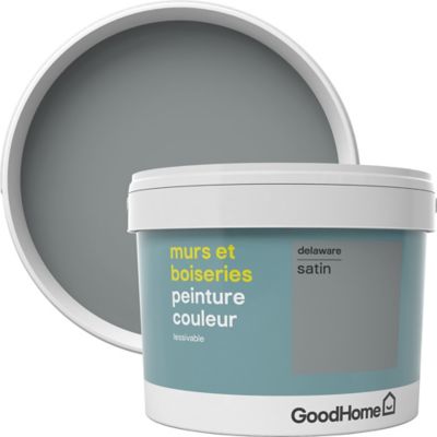 Peinture murs et boiseries GoodHome gris Delaware satin 2,5L