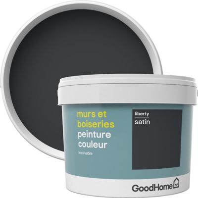 Peinture murs et boiseries GoodHome noir Liberty satin 2,5L