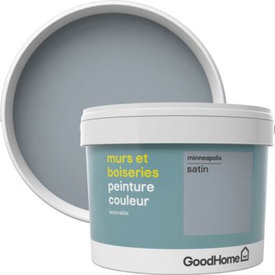 Peinture Murs Et Boiseries Goodhome Gris Minneapolis Satin 2 5l Castorama