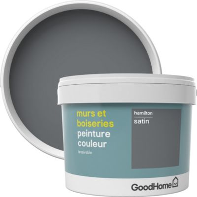 Peinture murs et boiseries GoodHome gris Hamilton satin 2,5L