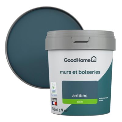 Peinture murs et boiseries GoodHome bleu Antibes satin 0,75L