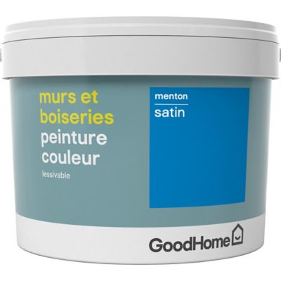 Peinture murs et boiseries GoodHome bleu Menton satin 2,5L ...