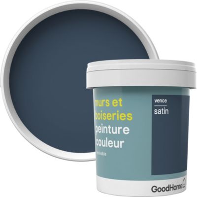 Peinture murs et boiseries GoodHome bleu Vence satin 0,75L