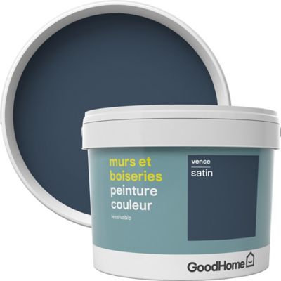 Peinture murs et boiseries GoodHome bleu Vence satin 2,5L