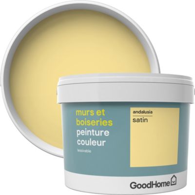 Peinture murs et boiseries GoodHome jaune Andalusia satin 2,5L