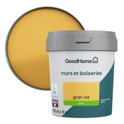 Peinture murs et boiseries GoodHome jaune Gran Via satin 0,75L