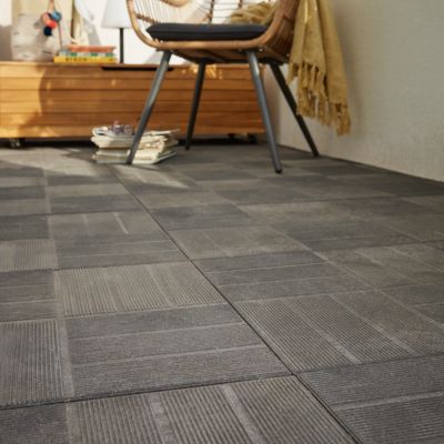 Dalle de terrasse composite anthracite Blooma Angara 40 x 40 cm