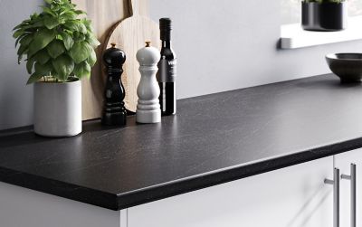 Plan de travail en stratifié aspect pierre foncée L. 180 x P. 62 x ép. 2,6 cm