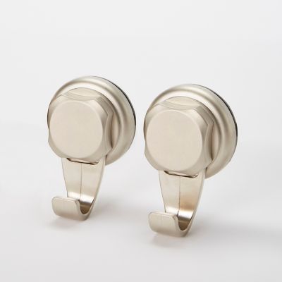 Lot de 2 patères salle de bains à ventouse 1 tête GoodHome Tenno en plastique coloris chromé