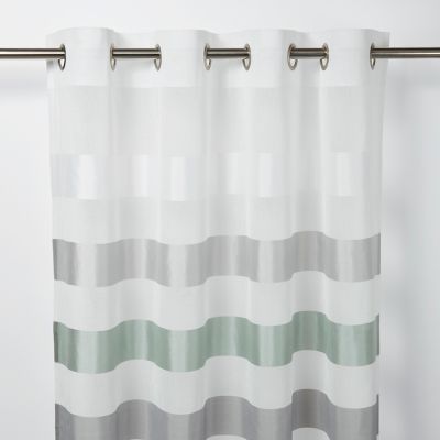 Voilage GoodHome Faga gris et blanc l.140 x H.260 cm