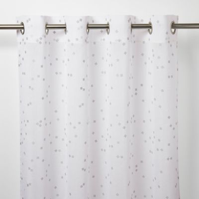 GoodHome - Voilage GoodHome Pyrite blanc motifs argent l.140 x H.260 cm