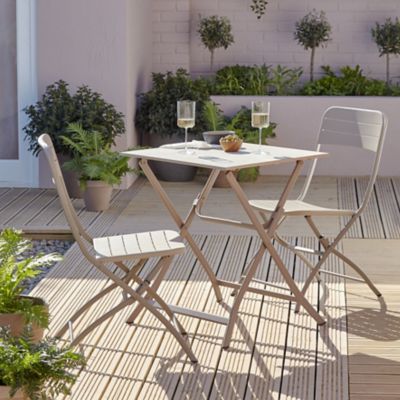 Table de jardin Aronie en acier coloris sable L.61 x l.61 x H.74 cm