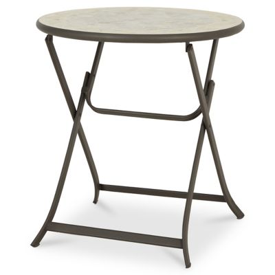 Table de jardin pliante en métal carrée Blooma Azolla marbre 80 x 80 cm