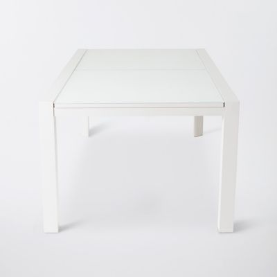 Table de jardin pliante et extensible en aluminium et verre Bacopia blanche 200/300 x 100 cm