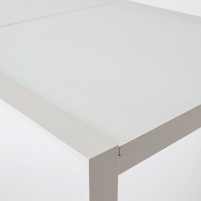 Table de jardin en aluminium et verre Bacopia blanche 200/300 x 100 cm
