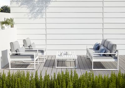 Salon de jardin bas Blooma Bennett métal et toile 5 personnes