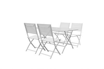 Salon de jardin Sibu anthracite - Table + 4 chaises