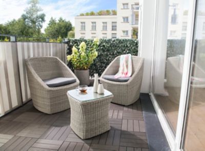 Salon de jardin bas Blooma Pilares effet rotin beige 2 personnes