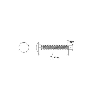 Diall - 10 boulons tête ronde collet carré 7 x 70 mm