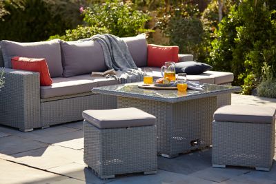 Salon de jardin bas Blooma Gabbs effet rotin 6 personnes