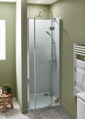 Porte de douche semi pivotante GoodHome Naya transparent 80 cm