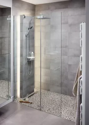 Paroi de douche walk in et volet Cooke & Lewis Zilia transparent 80 + 45 cm