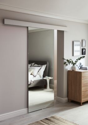 Porte coulissante vitrée Reflecto miroir H.204 x l.83 cm