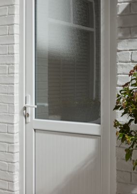 Porte de service 1/2 vitrée PVC 90 x h.205 cm poussant droit