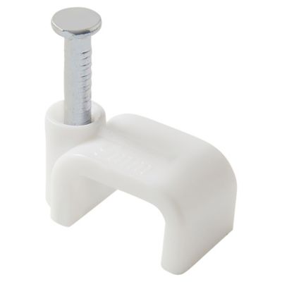 Diall - 25 cavaliers plats en nylon pour câble de 2 x 0,75 mm² Diall blanc