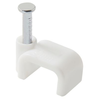 Diall - 100 cavaliers plats en nylon pour câble de 2 x 0,75 mm² DIALL blanc