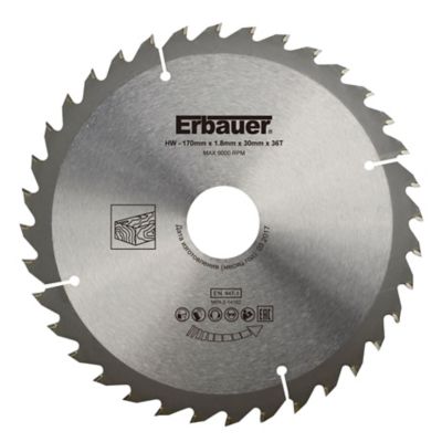 Lame de scie circulaire Bois Erbauer Ø170 x30/20/16 Moyenne 36 dents