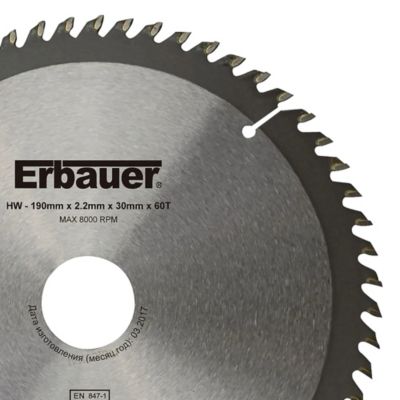 Lame de scie circulaire Bois Erbauer Ø190 x30252016 coupe fine 60 dents