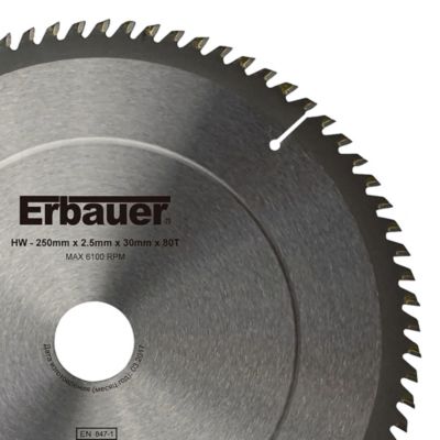 Lame de scie circulaire Bois Erbauer Ø250 x30252016 coupe fine 80 dents