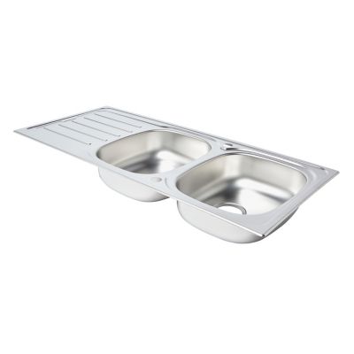 Évier en inox finition nid d'abeille 2 bacs à encastrer Nakaya - Cooke Et Lewis