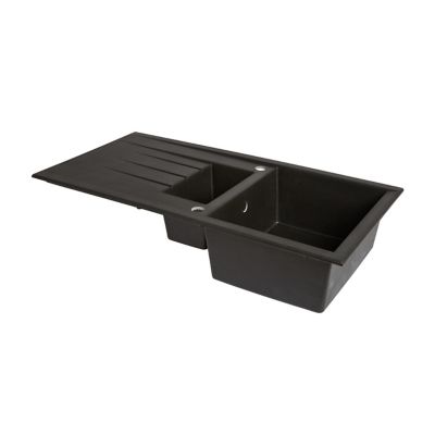 Évier en résine noire mate 1,5 bacs à encastrer Ising - Cooke Et Lewis
