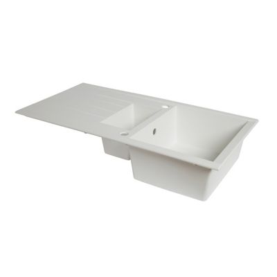 Évier en résine blanche mate 1,5 bacs à encastrer Ising - Cooke Et Lewis