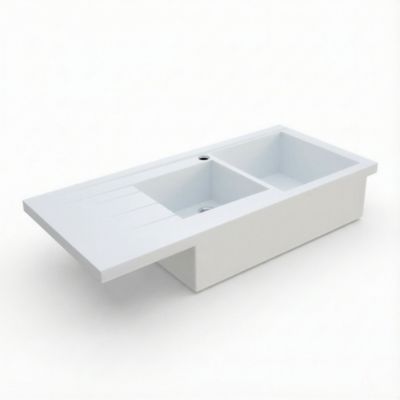 Évier en résine blanche mat 2 bacs à encastrer Ising - Cooke Et Lewis