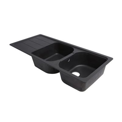 Évier en composite de quartz noir 2 bacs à encastrer Arber - C Et L