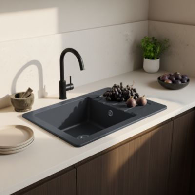 Évier en granit noir 1 bac à encastrer Burnell - Cooke Et Lewis